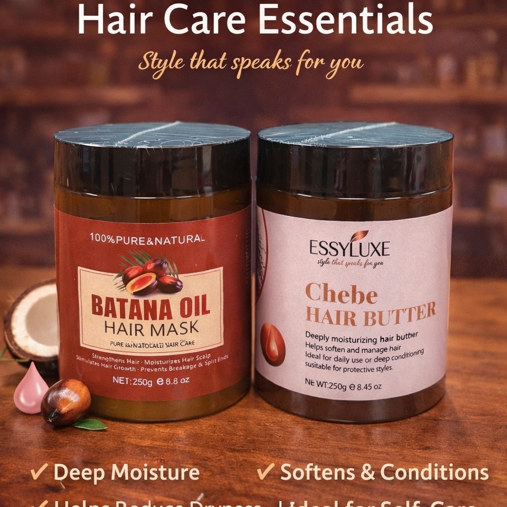 EssyLuxe Batana Hair Mask & Chebe Butter Set – Moisturizing Hair Care